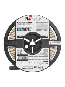 Лента светодиодная 71 762 NLS-3528CW60-4.8-IP20-12V R5 4.8Вт/м (уп.5м) Navigator 71762