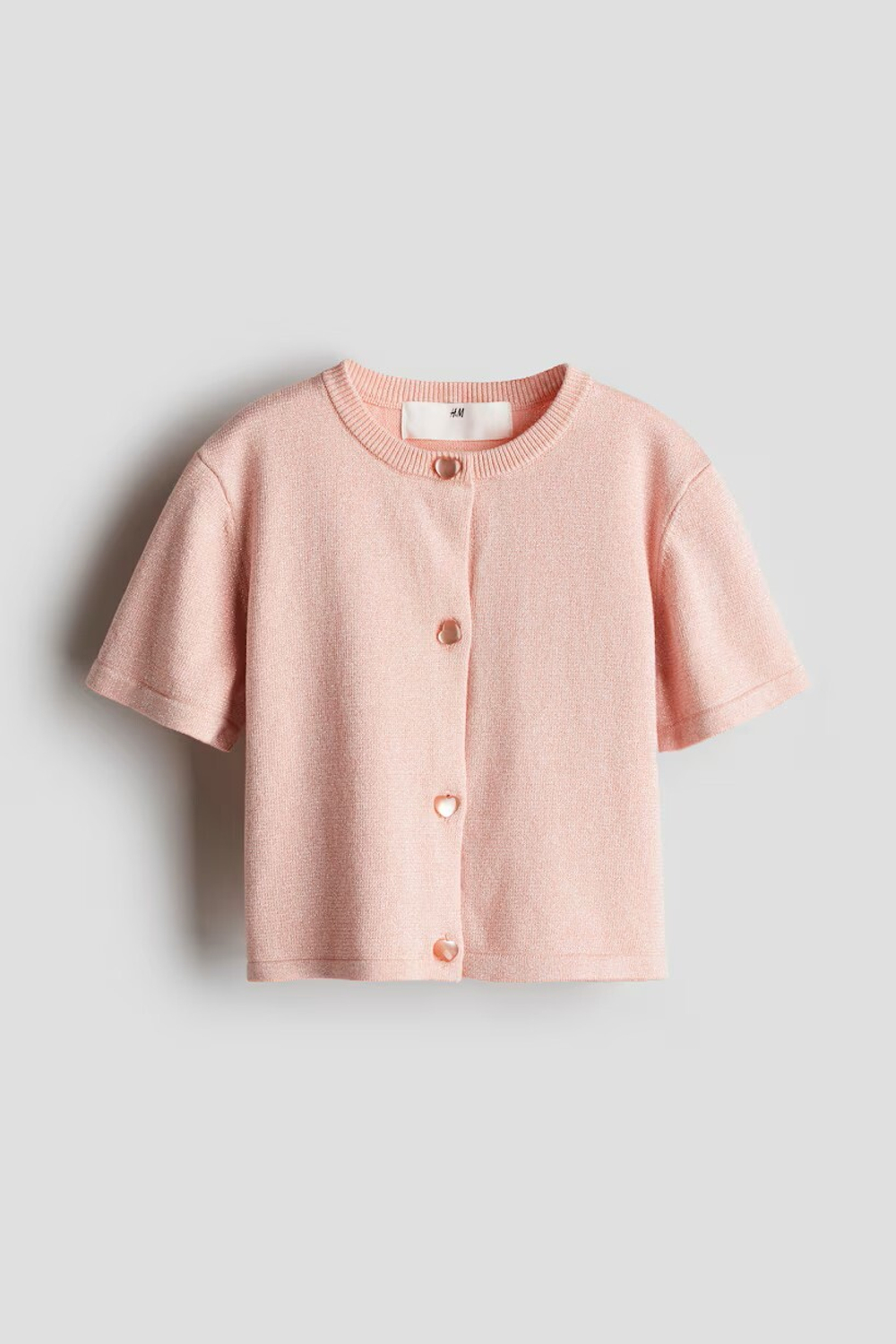 H&M Кардиган из тонкого трикотажа с люрексом, светло-розовый