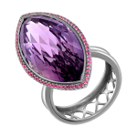 Кольцо с Аметистом и Рубинами, R0189-0/5