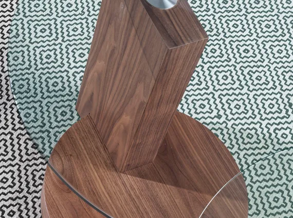 Журнальный столик Angel Cerda 2036, Ø60 см, стекло, орех