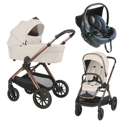 Детская коляска 3 в 1 Espiro Code 2025 и автокресло Pi Gray blue 09 bave ecru/ Серый/синий (Gray blue 103)