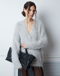 Кардиган на пуговицах из альпака светло-серый