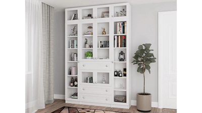 Книжный шкаф Билли 48 Белый Фасадный 0101 160*30*237 см, Белый   Фиеста