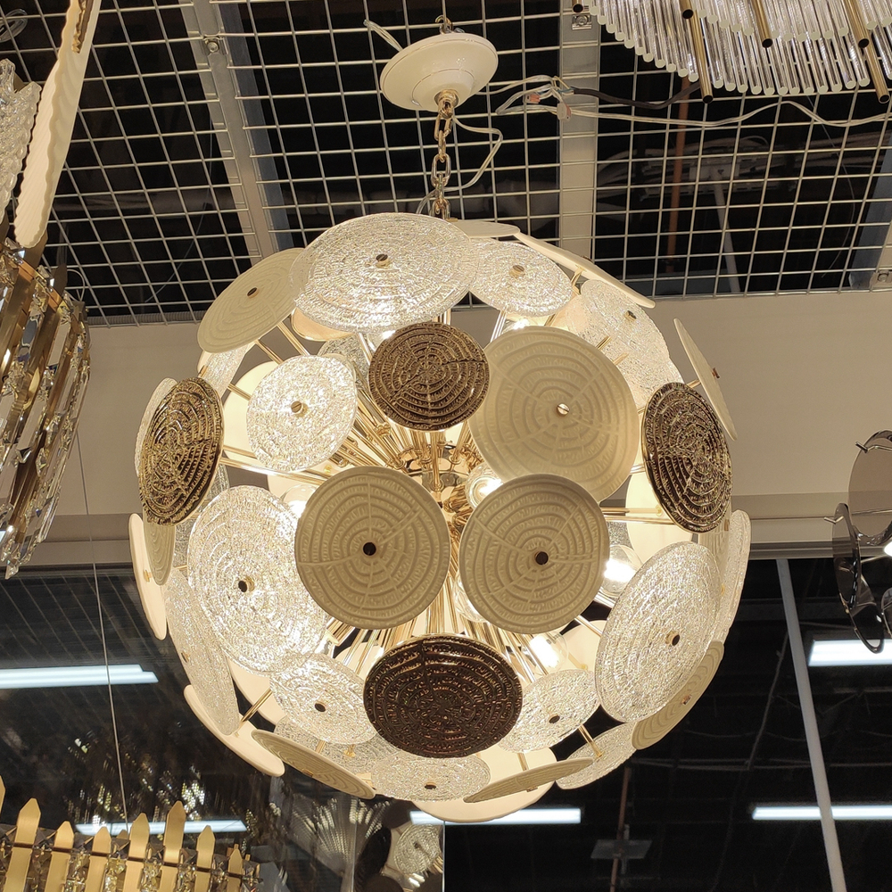 Люстра Cloyd SOLAR C12 / Ø50 см - бел.керамика - золото (арт.10660)