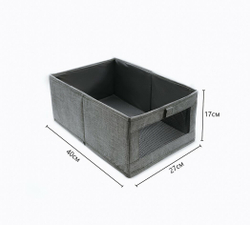 Органайзер для хранения вещей одежды  коробка для полотенец белья с окном ящик для хранения 40х27х17см, Премиум