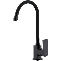 Смеситель FRUD кухня гибкий излив, керам. картр., силумин, черный, гайка R43152 (1/10