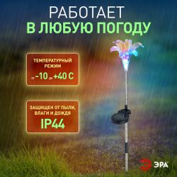 Светильник уличный ЭРА ERASF22-19 садовый на солнечных батареях Лилия 75 см
