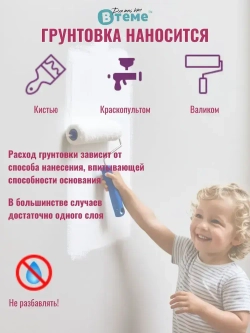 Грунтовка для стен под обои акриловая ВТеме пигментированная укрывающая белая адгезионная 10кг