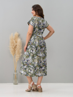 Платье П-026/оливковый-ромашковоеполе