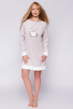 Сорочка Sonia с принтом совы (Размер: S-M) (Цвет: бежевый)