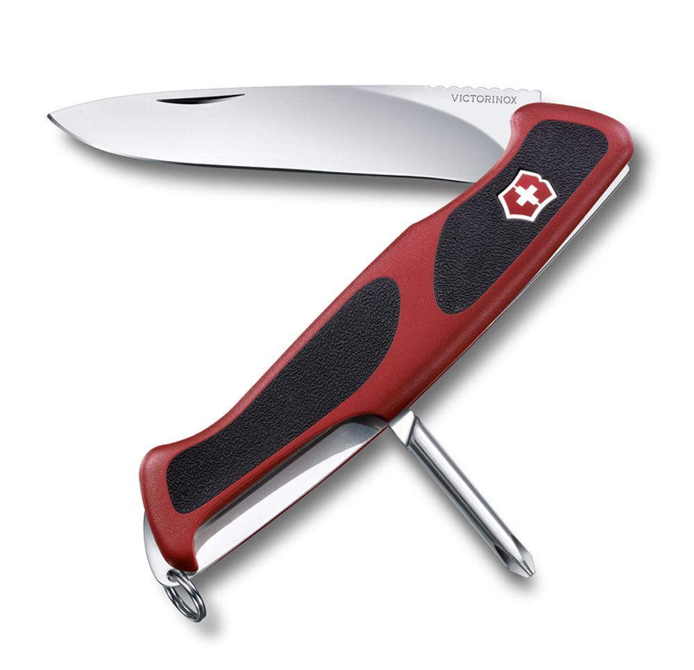 Нож Victorinox RangerGrip 53, 130 мм, 5 функций, красный с черным