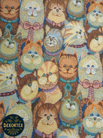 Мебельная ткань гобелен на отрез "Кошечки" (ширина 160 см) цена за п/метр