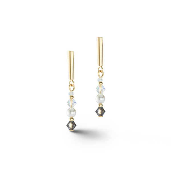 Серьги-пусеты Coeur de Lion Grey-Crystal 6022/21-1218