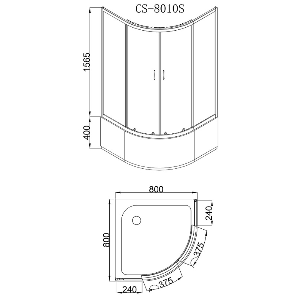 Душевое ограждение Loranto 80х80х195, поддон 40 см (CS-8010S)
