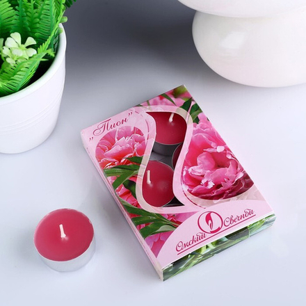 Свеча ароматическая чайная 6шт пион