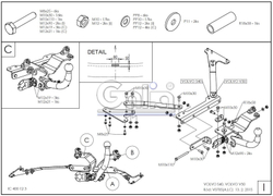 Фаркоп оцинкованный Galia V078C для Volvo S40 седан 2004-2012, Volvo V50 универсал 2004-2012(паспорт и сертификат в комплекте)(без электрики)