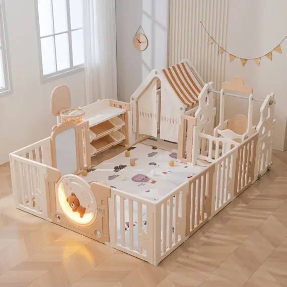Манеж UNIX Kids DeLuxe House Storage (150x180 cm) Camel