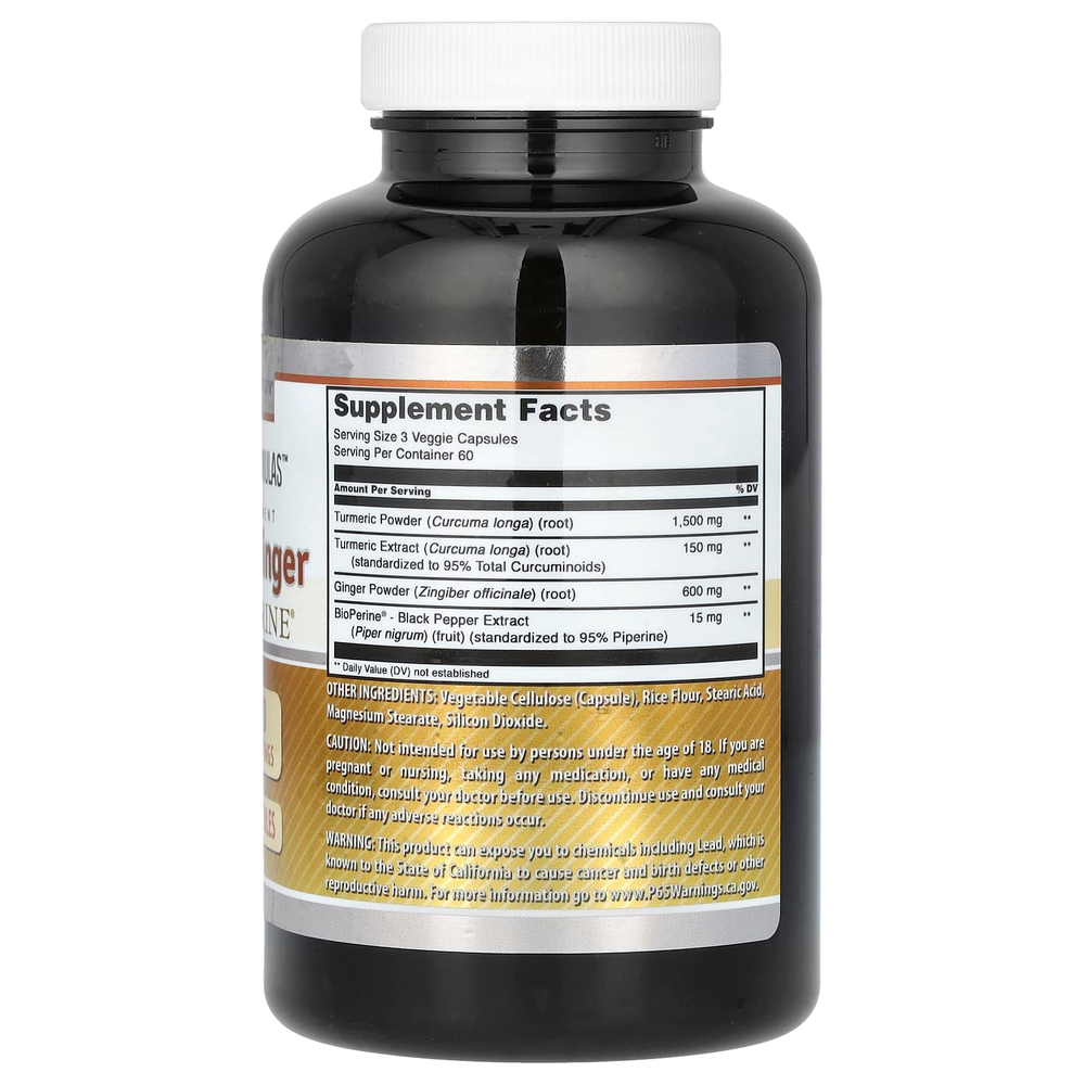 Amazing Nutrition, куркума и имбирь с BioPerine, 180 растительных капсул