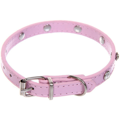 Ошейник для собак и кошек со стразами «На стиле», цвет пудровый, 1см, размер XS, 20*25см (лейбл)