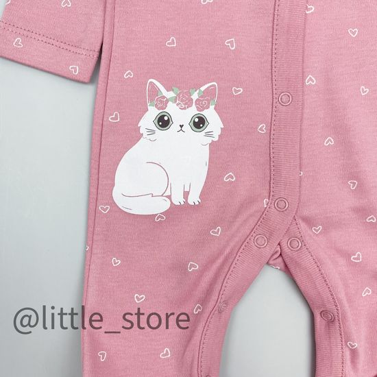 Слип хлопковый "Кошечки и цветочки" розовый зефир