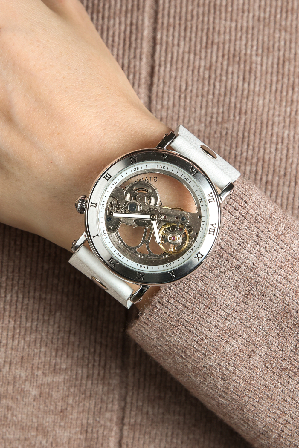 Часы скелетоны механические Power White YOURTIME