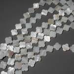 Перламутр речных ракушек, клеверы, 12мм, белый