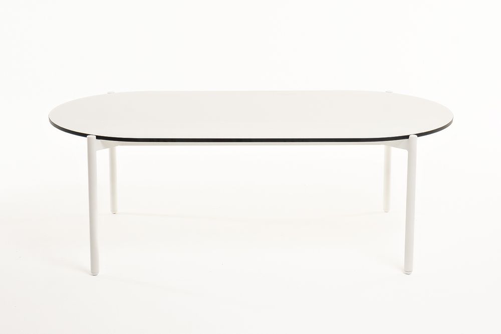 "Диего" журнальный стол из HPL 120х60 H40, каркас белый муар, цвет "молочный"