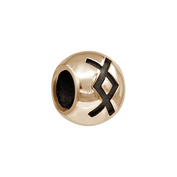 Шарм с руной Ингуз - бусина для браслета из бронзы, вид 1