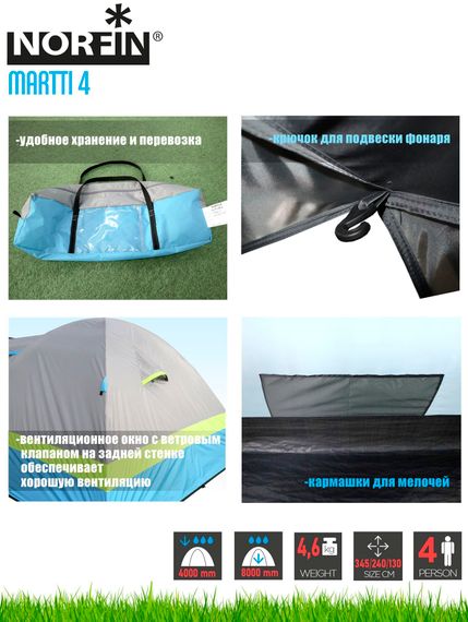 Палатка 4-х местная Norfin MARTTI 4 NFL