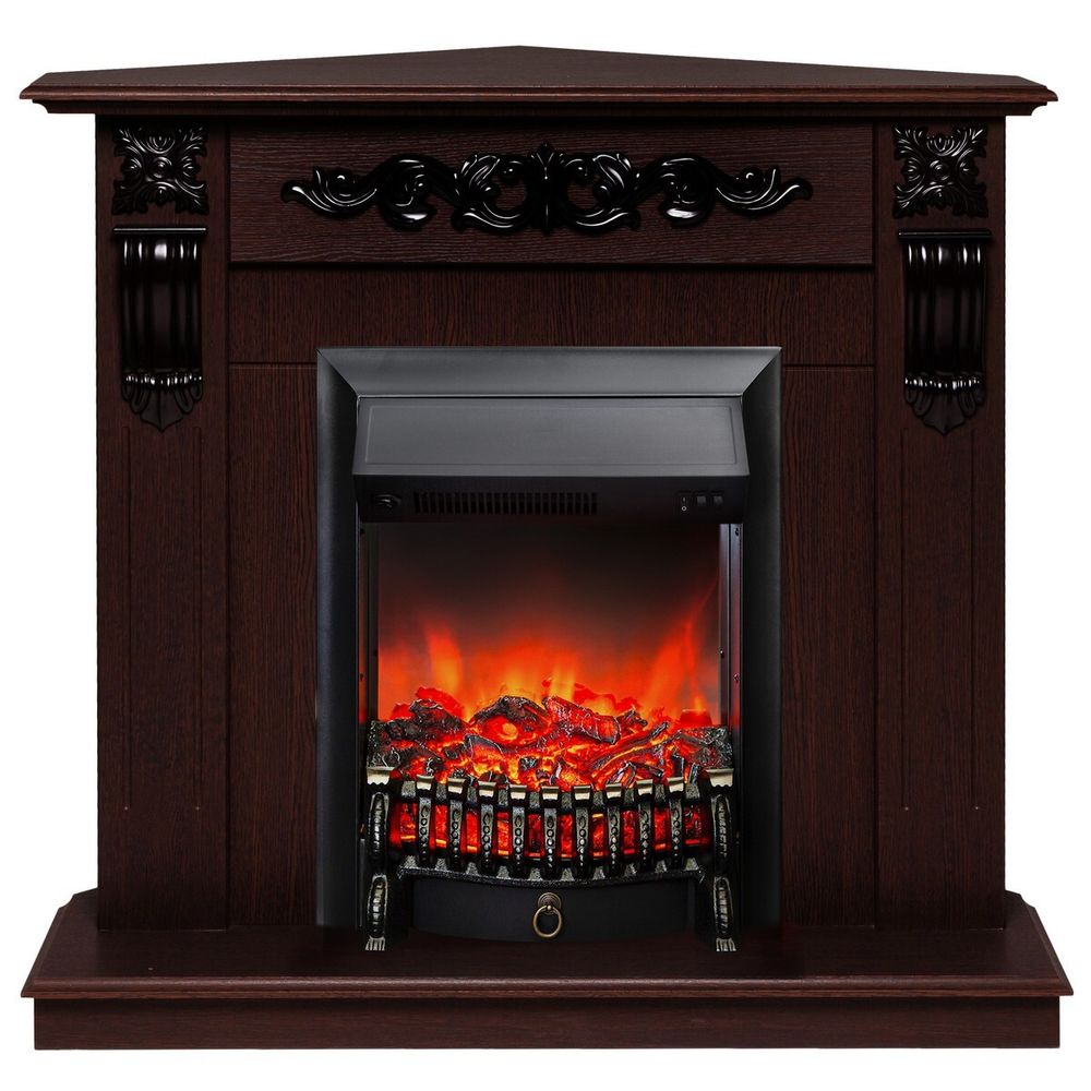 Электрокамин RealFlame Dominica Corner DN орех с очагом Fobos Lux Black