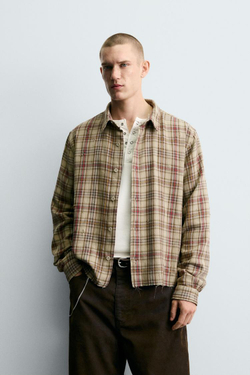 ZARA РУБАШКА В КЛЕТКУ, ЖЕЛТЫЙ