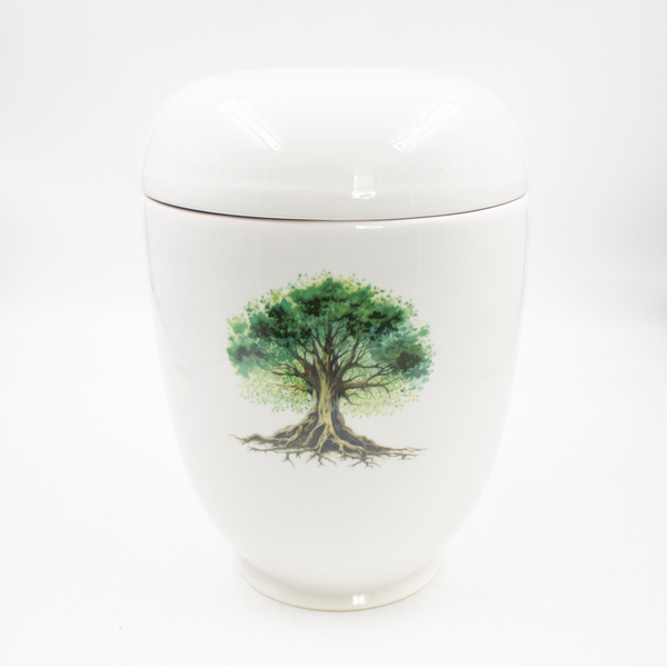 Урна для праха фарфор "Модерн" белая "Дерево"