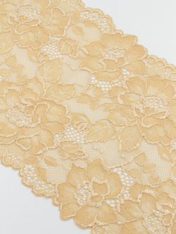 Эластичное кружево бежевое ширина 17 см ОТРЕЗ 0,6 м