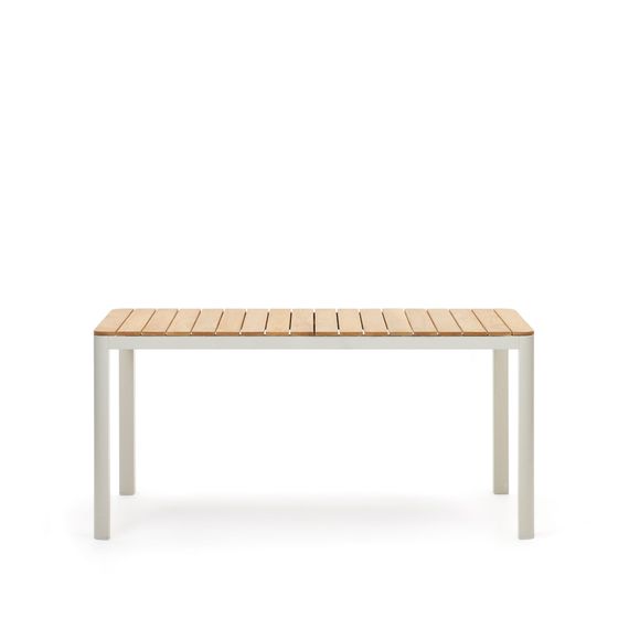 Bona Уличный стол из алюминия в белой отделке и тикового дерева 160 x 90 см