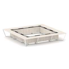 Steel Meet Стол переговорный квадратный KMK-PR.B.SP-24K Денвер Светлый/Графит Глянец/Металл Белый 48