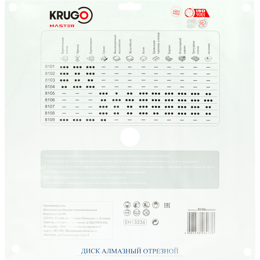 Диск алмазный Турбо по железобетону KRUGO MASTER 400х3,2х25,4х10mm, 81064000264