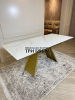 Кухонный раскладной стол "Хилтон", белый мрамор