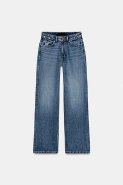 ZARA ДЖИНСЫ Z1975 REGULAR FIT LONG LENGTH С ВЫСОКОЙ ПОСАДКОЙ, ВЫЦВЕТШИЙ СИНИЙ