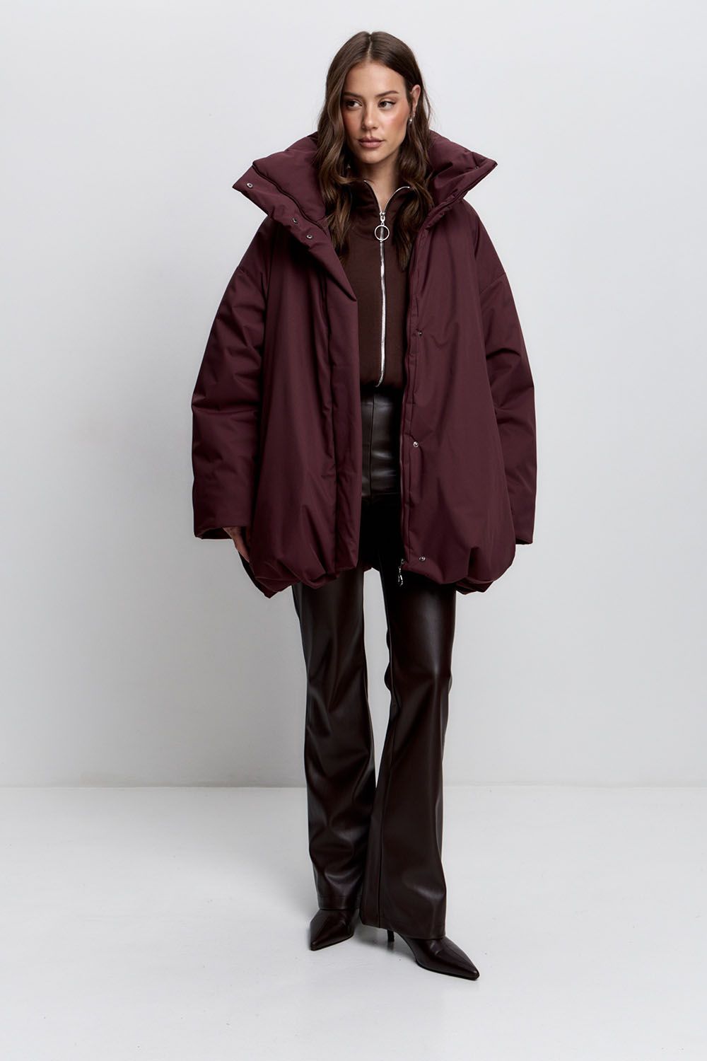 Куртка-баллон зимняя Айсель винного цвета