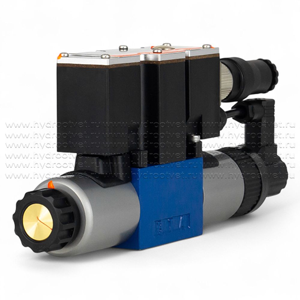 4WREE6E08-2X/G24K31/A1V - Пропорциональный распределитель с обратной связью по положению золотника со встроенным усилителем Ду6, A1 = ±10 В, номинальный расход 8 л/мин, схема E