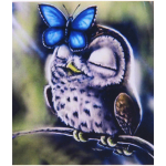 Алмазная мозаика на подрамнике с полным заполнением»МИР ЯРКИХ КРАСОК», довольный совёнок, 20*20см