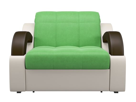 Кресло Мадрид 0,8 - Velutto 31 зеленый/беж кожзам/ коричневая накладка