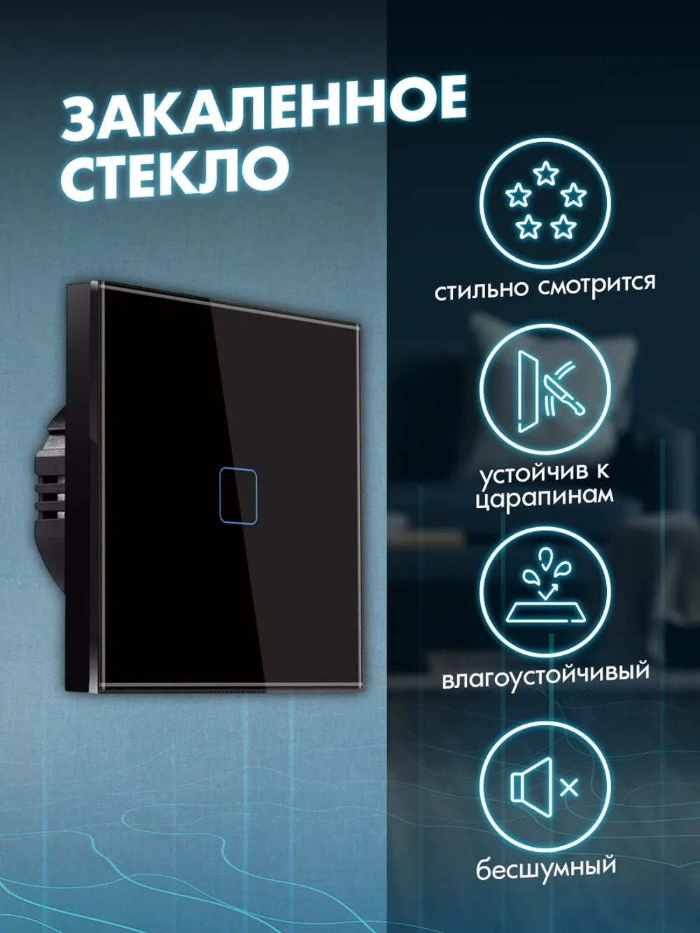 Выключатель сенсорный одноклавишный для дома