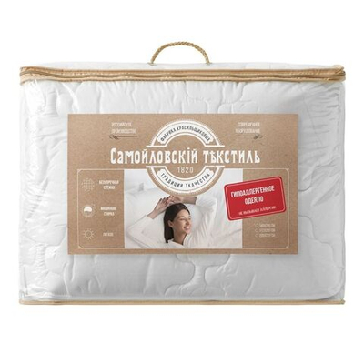 Одеяло 1.5-сп, 140 х 205 см, Белая ветка, П/Э, 150 г/м2, облегч, чех 100% п/э, Самойловский текстиль