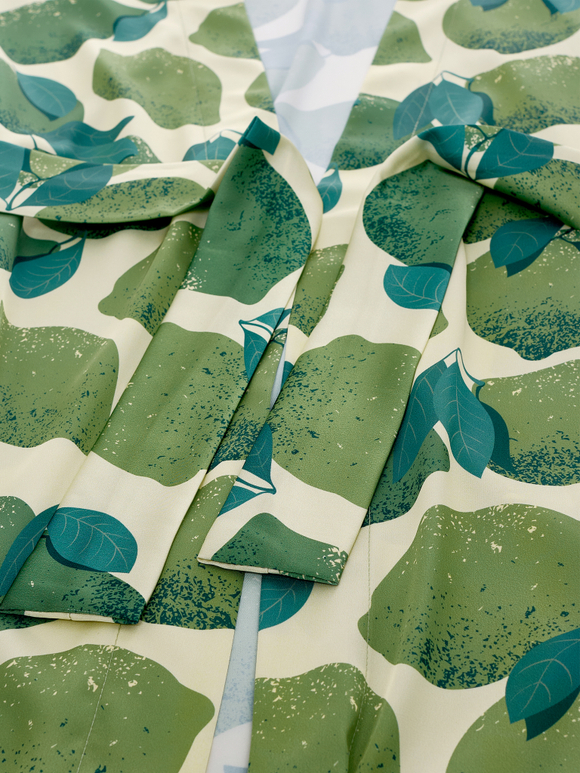 Шелковый халат-кимоно с лаймами