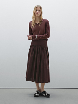 Massimo Dutti Свитер из 100% льняной ткани, гранатовый