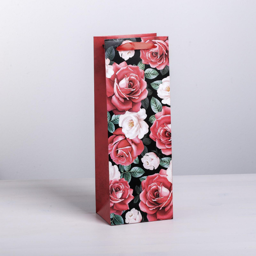 Пакет под бутылку "Поздравляю", 13 х 10 х 36 см