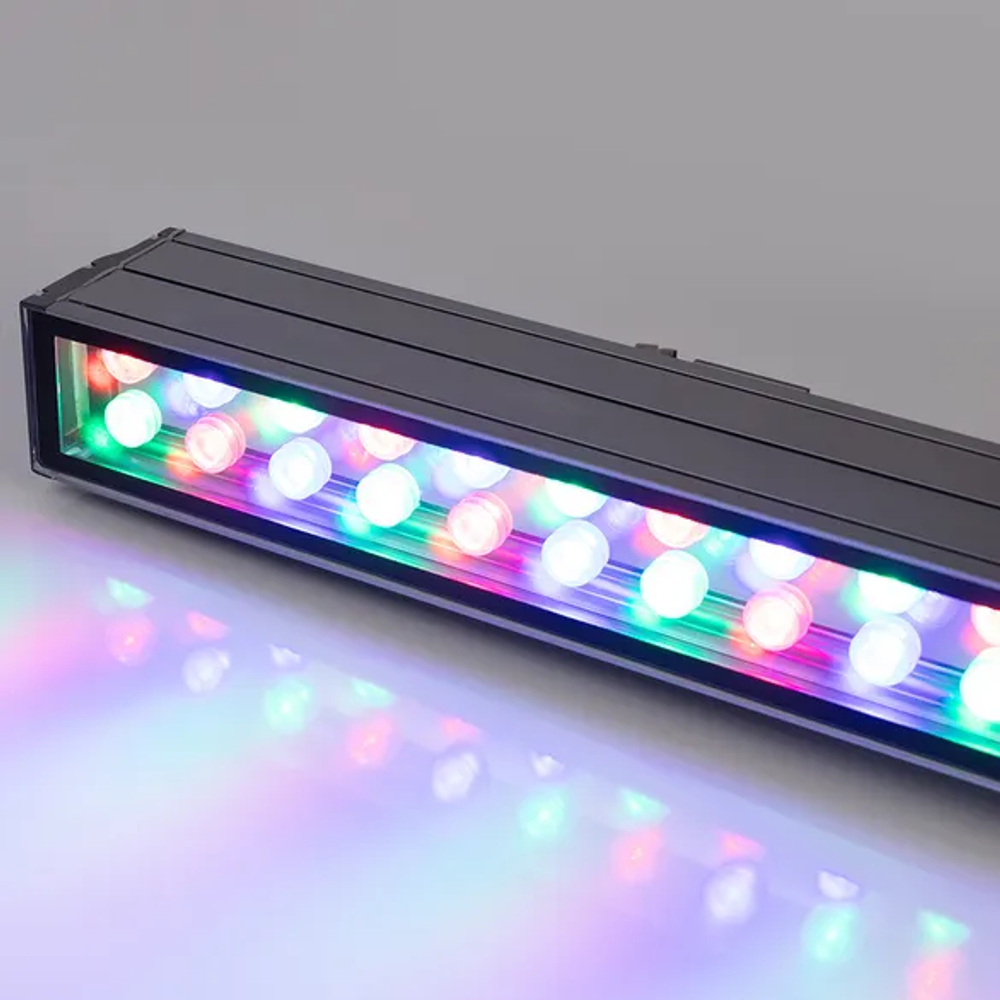 Светодиодный прожектор AR-LINE-1000XL-54W-24V RGB (Grey, 30 deg, DMX512) (Arlight, Закрытый) 023638