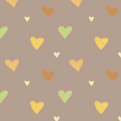 Разноцветные сердечки на коричневом фоне