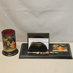 Набор письменный настольный "Жар-птица и Иван. Палех" с ручной росписью